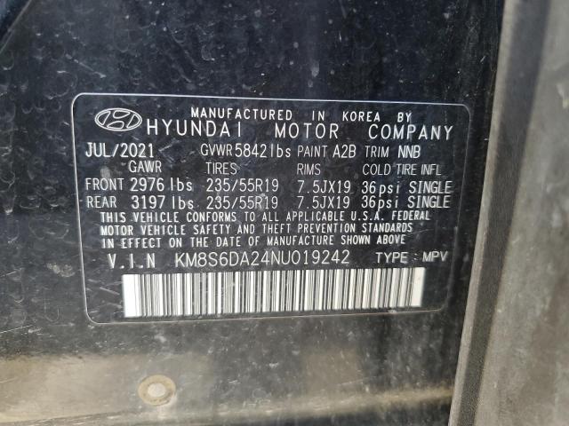 KM8S6DA24NU019242 - 2022 HYUNDAI SANTA FE SEL BLACK photo 13