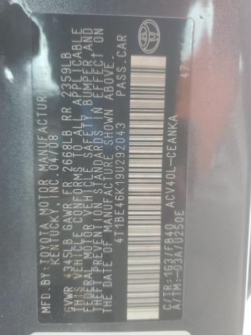 4T1BE46K19U292043 - 2009 TOYOTA CAMRY BASE 灰色 照片 12