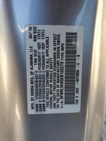 5FNRL5H65EB103279 - 2014 HONDA ODYSSEY EXL SILVER photo 13