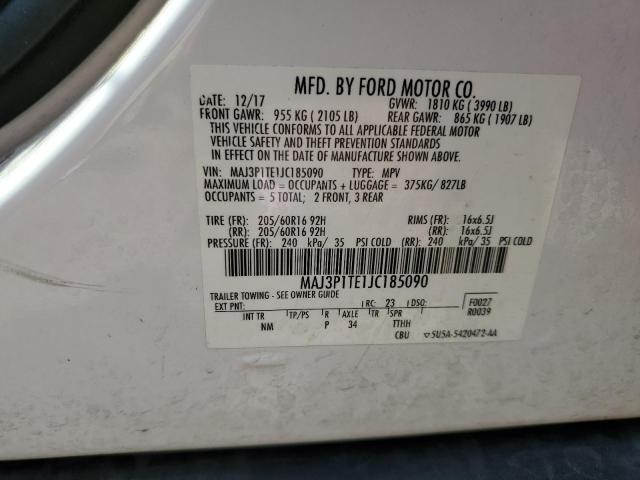 MAJ3P1TE1JC185090 - 2018 FORD ECOSPORT SE Սպիտակ լուսանկար 12