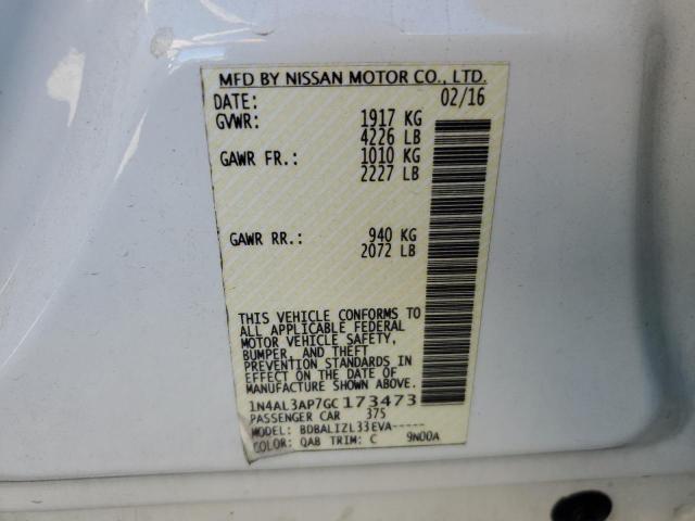 1N4AL3AP7GC173473 - 2016 NISSAN ALTIMA 2.5 白色 照片 13