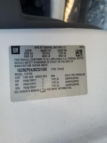 1GCRCPEA2BZ321996 - 2011 CHEVROLET SILVERADO C1500 Ağ foto 12