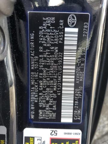 4T1J31AK7LU519332 - 2020 TOYOTA CAMRY SE BLACK photo 13