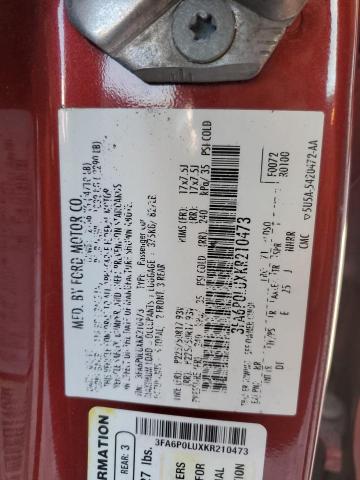 3FA6P0LUXKR210473 - 2019 FORD FUSION SE Красный фото 12