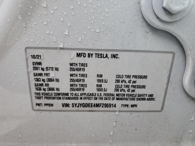 5YJYGDEE4MF295914 - 2021 TESLA MODEL Y Ağ foto 14