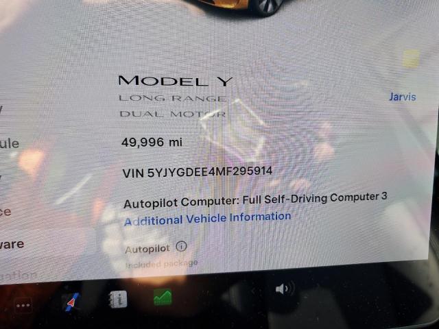 5YJYGDEE4MF295914 - 2021 TESLA MODEL Y Ağ foto 9