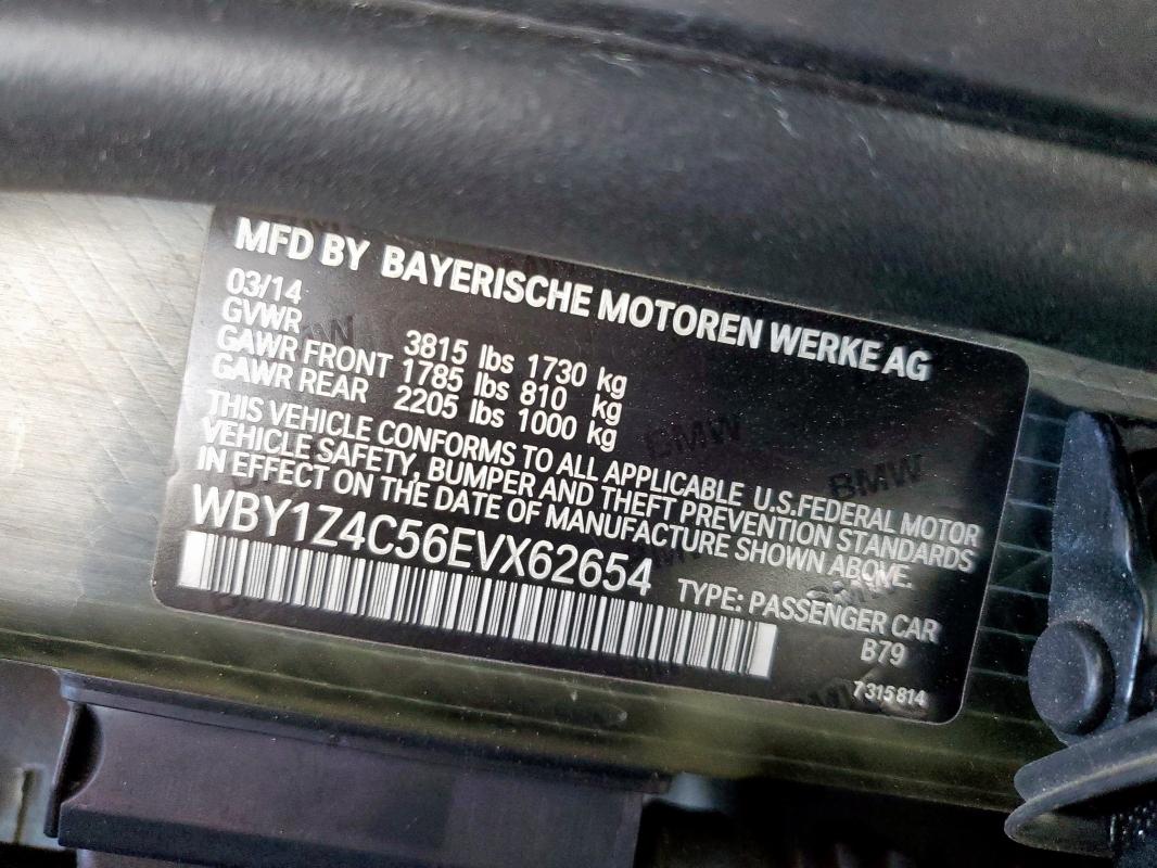WBY1Z4C56EVX62654 - 2014 BMW I3 REX GRAY photo 12