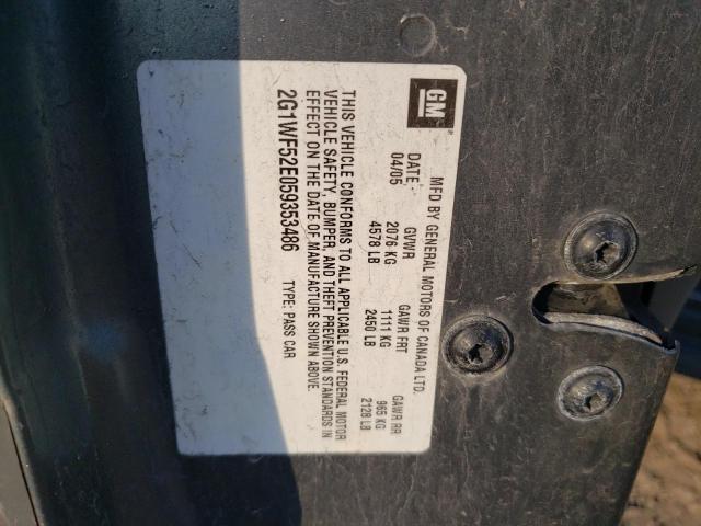 2G1WF52E059353486 - 2005 CHEVROLET IMPALA GRAY photo 12