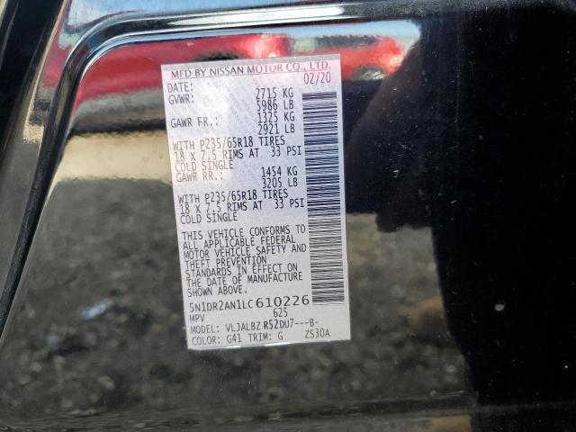 5N1DR2AN1LC610226 - 2020 NISSAN PATHFINDER S BLACK photo 14