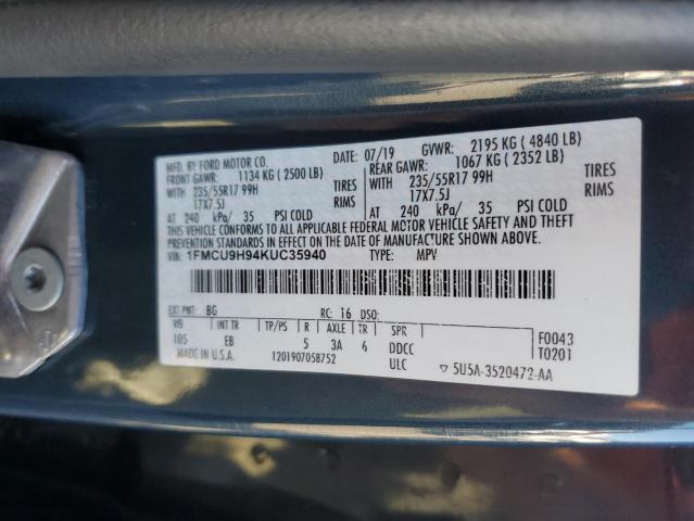 1FMCU9H94KUC35940 - 2019 FORD ESCAPE SEL BLACK photo 13