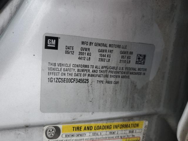 1G1ZC5E00CF345625 - 2012 CHEVROLET MALIBU 1LT SILVER photo 13