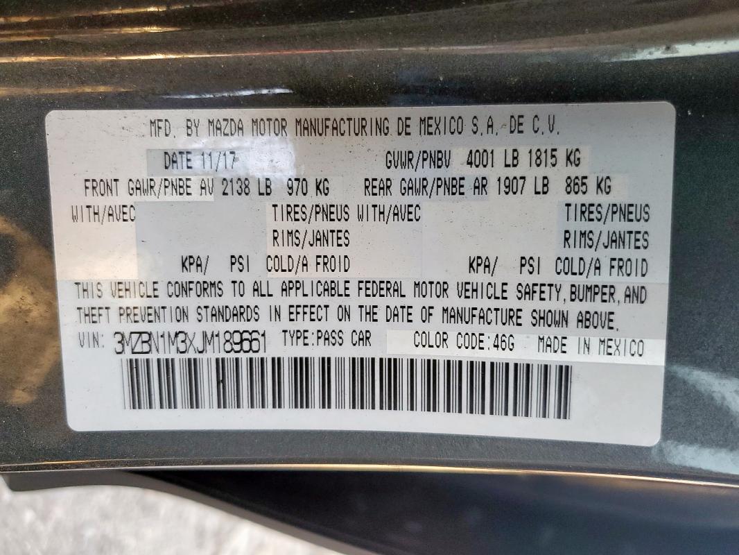 3MZBN1M3XJM189661 - 2018 MAZDA 3 GRAND TOURING Gri fotoğraf 13