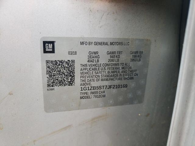 1G1ZB5ST7JF210169 - 2018 CHEVROLET MALIBU LS Արծաթագույն լուսանկար 12