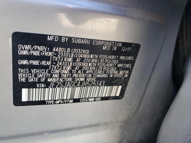 JF2SJAGC4JH525143 - 2018 SUBARU FORESTER 2.5I PREMIUM Srebrny zdjęcie 14