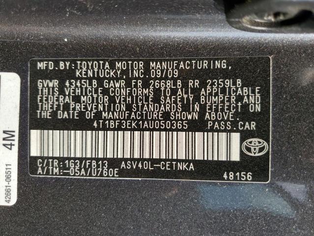 4T1BF3EK1AU050365 - 2010 TOYOTA CAMRY BASE 灰色 照片 12