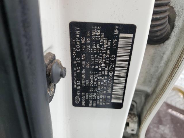 KM8JUCAC4DU726165 - 2013 HYUNDAI TUCSON GLS 白色 照片 13