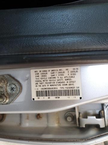 1HGCM65586A063814 - 2006 HONDA ACCORD EX SILVER photo 12