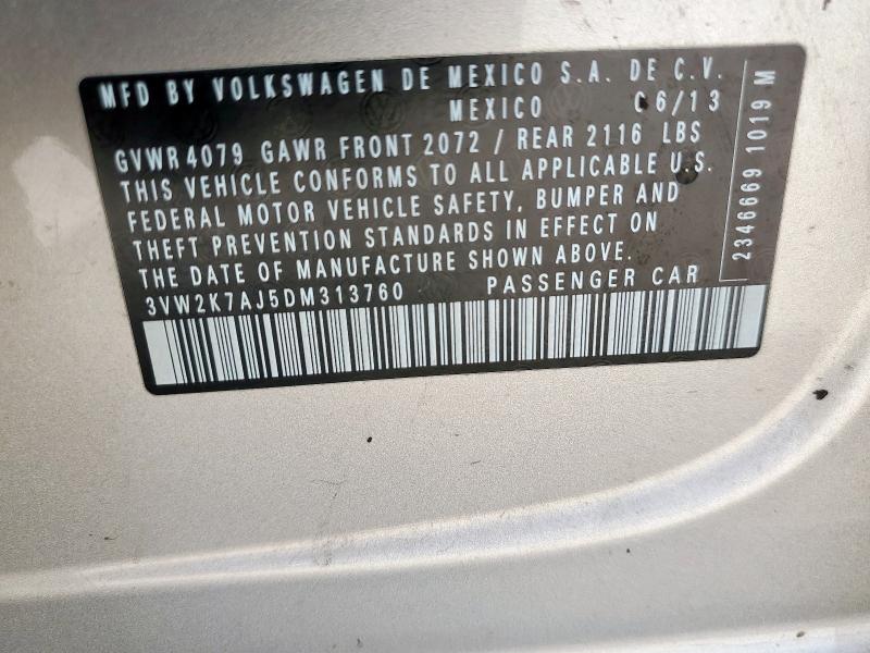 3VW2K7AJ5DM313760 - 2013 VOLKSWAGEN JETTA BASE Bej foto 12