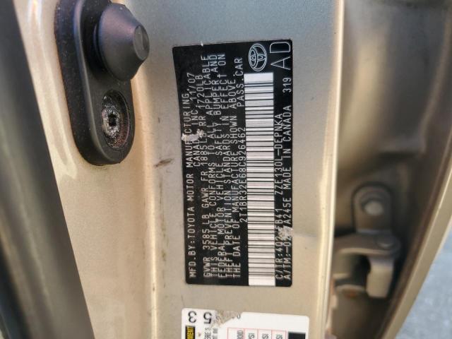 2T1BR32E68C926462 - 2008 TOYOTA COROLLA CE Złoty zdjęcie 12