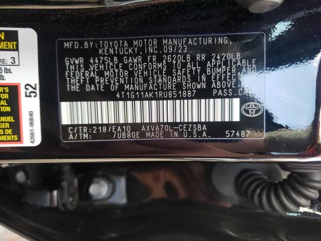 4T1G11AK1RU851887 - 2024 TOYOTA CAMRY SE NIGHT SHADE BLACK photo 12