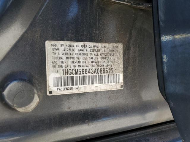 1HGCM56643A086522 - 2003 HONDA ACCORD EX GRAY photo 12