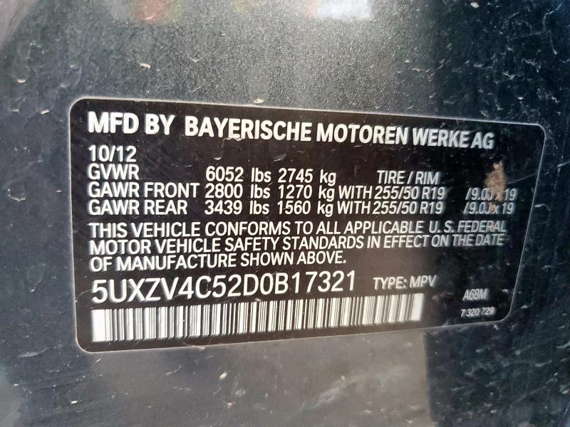 5UXZV4C52D0B17321 - 2013 BMW X5 XDRIVE35I ნაცრისფერი ფოტო 13