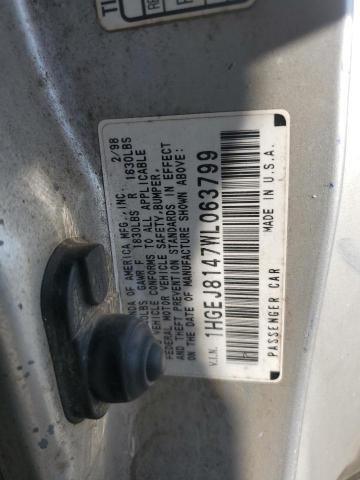 1HGEJ8147WL063799 - 1998 HONDA CIVIC EX SILVER photo 12