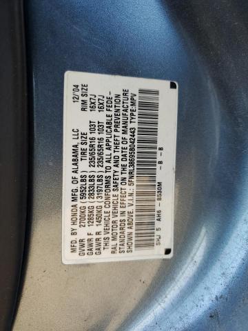 5FNRL38695B042443 - 2005 HONDA ODYSSEY EXL BLUE photo 13