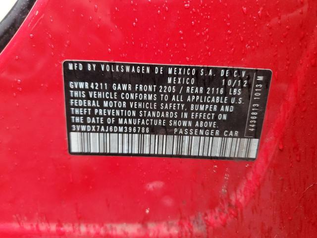 3VWDX7AJ6DM396786 - 2013 VOLKSWAGEN JETTA SE RED photo 12