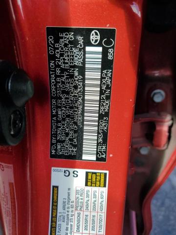 JTDEPMAE5MJ133419 - 2021 TOYOTA COROLLA LE წითელი ფოტო 12