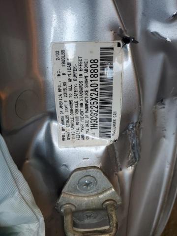 1HGCG225X2A018808 - 2002 HONDA ACCORD EX SILVER photo 12