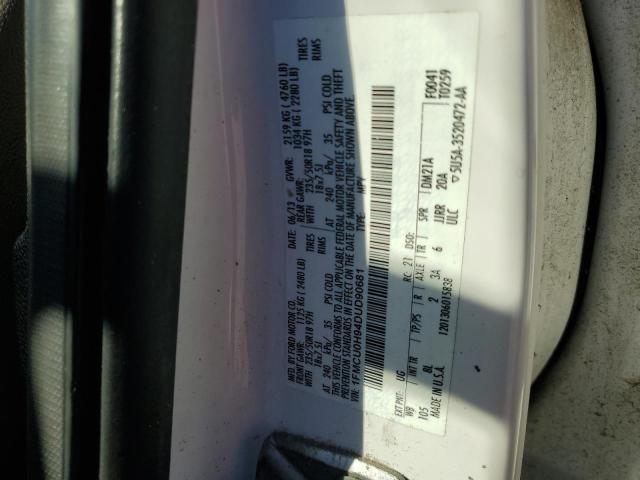 1FMCU0H94DUD90681 - 2013 FORD ESCAPE SEL WHITE photo 13