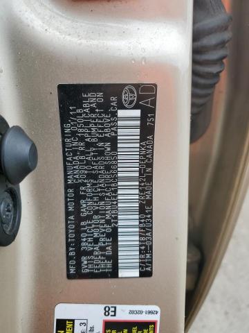 2T1BU4EE1BC566850 - 2011 TOYOTA COROLLA BASE GOLD photo 13