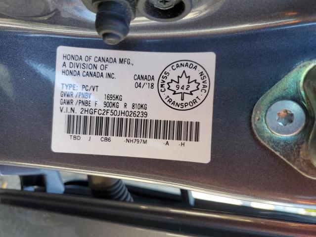 2HGFC2F50JH026239 - 2018 HONDA CIVIC LX 灰色 照片 13