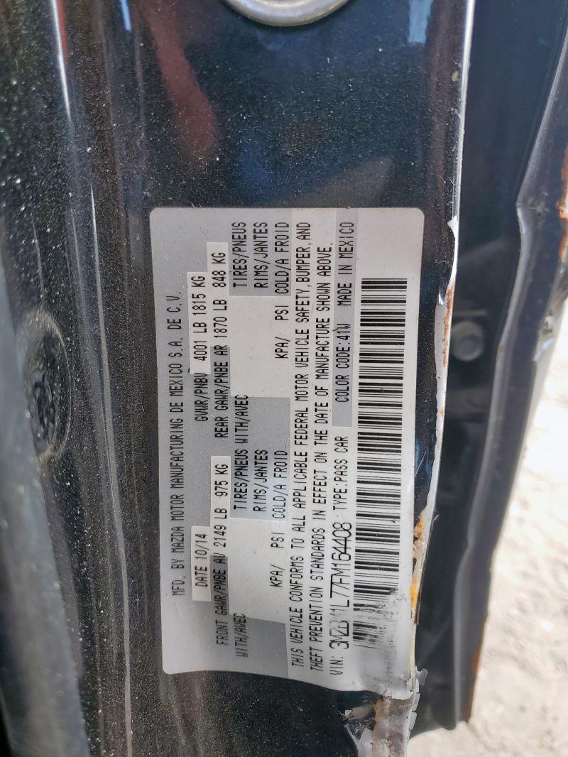 3MZBM1L77FM164408 - 2015 MAZDA 3 TOURING შავი ფოტო 12