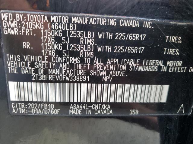 2T3BFREV0FW338891 - 2015 TOYOTA RAV4 LE BLACK photo 13