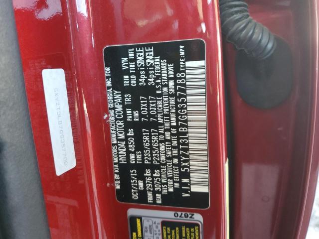 5XYZT3LB7GG357788 - 2016 HYUNDAI SANTA FE S 勃艮第红 照片 12