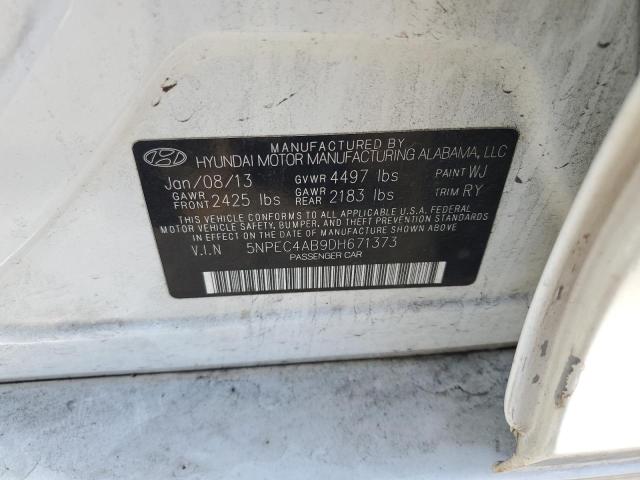 5NPEC4AB9DH671373 - 2013 HYUNDAI SONATA SE Ақ фото 12