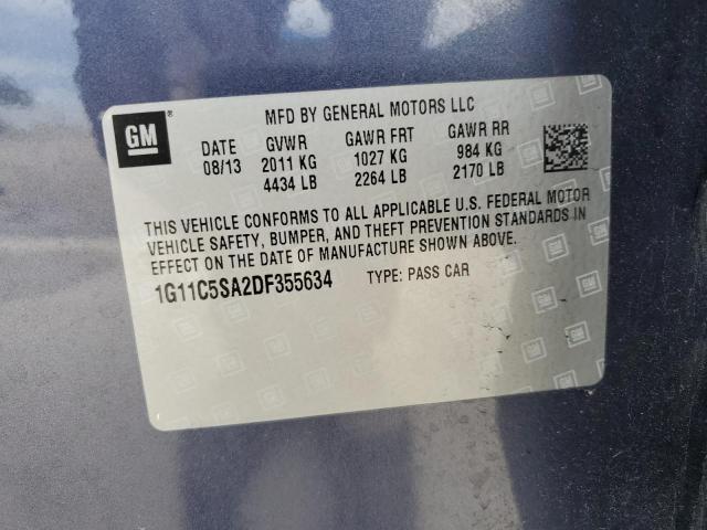 1G11C5SA2DF355634 - 2013 CHEVROLET MALIBU 1LT 蓝色 照片 12