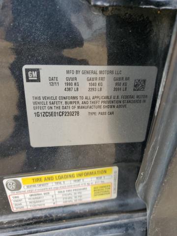 1G1ZC5E01CF239278 - 2012 CHEVROLET MALIBU 1LT BLACK photo 12