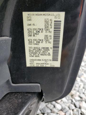 1N6BA0CH8BN320726 - 2011 NISSAN TITAN S BLACK photo 13