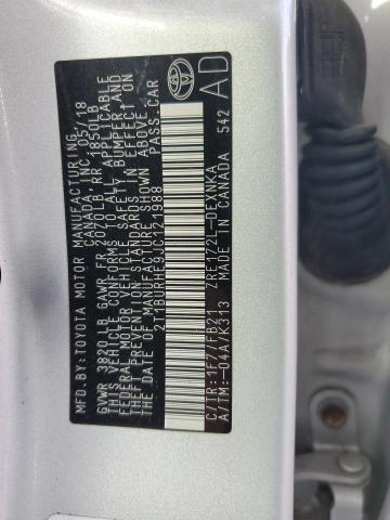 2T1BURHE9JC121988 - 2018 TOYOTA COROLLA L SILVER photo 12