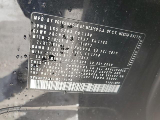 3VV3B7AX4LM017124 - 2020 VOLKSWAGEN TIGUAN SE BLACK photo 14