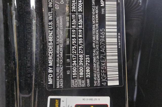 4JGFF5KE7LA079465 - 2020 MERCEDES-BENZ GLS 450 4MATIC BLACK photo 10
