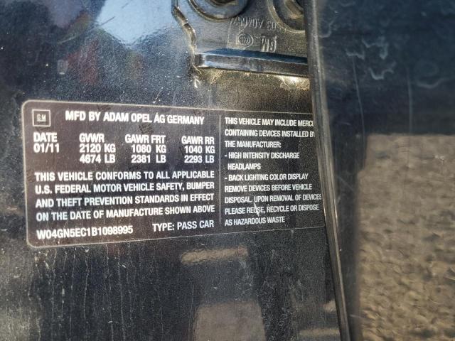 W04GN5EC1B1098995 - 2011 BUICK REGAL CXL BLACK photo 12