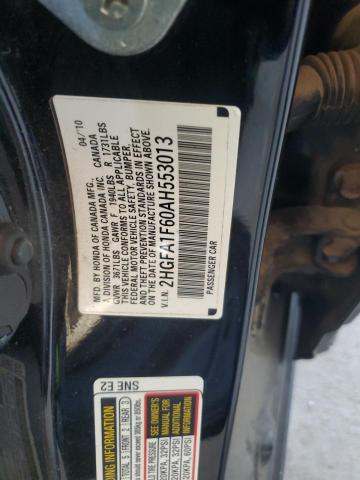 2HGFA1F60AH553013 - 2010 HONDA CIVIC LX-S შავი ფოტო 12