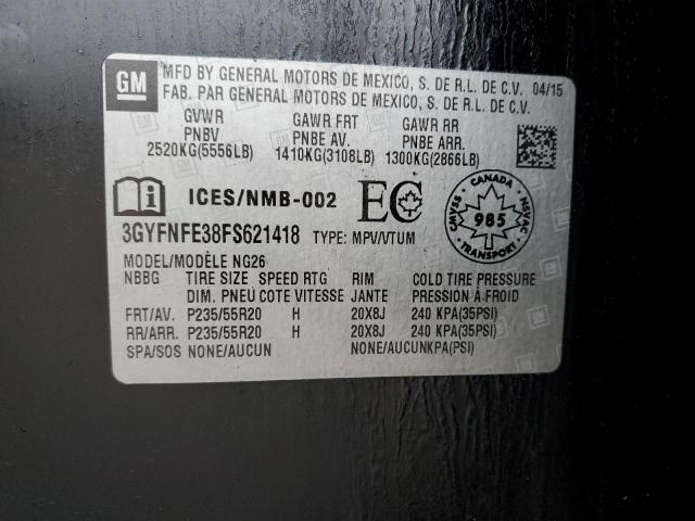 3GYFNFE38FS621418 - 2015 CADILLAC SRX PERFORMANCE COLLECTION Noir photo 12