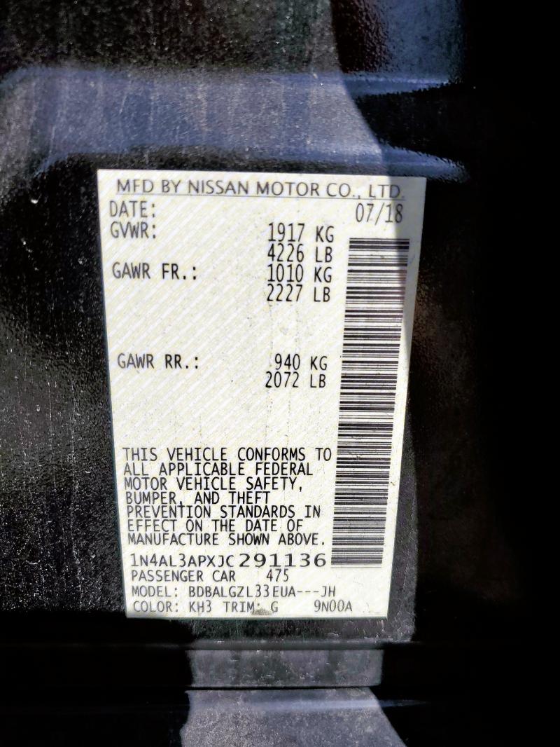 1N4AL3APXJC291136 - 2018 NISSAN ALTIMA 2.5 黑色 照片 13