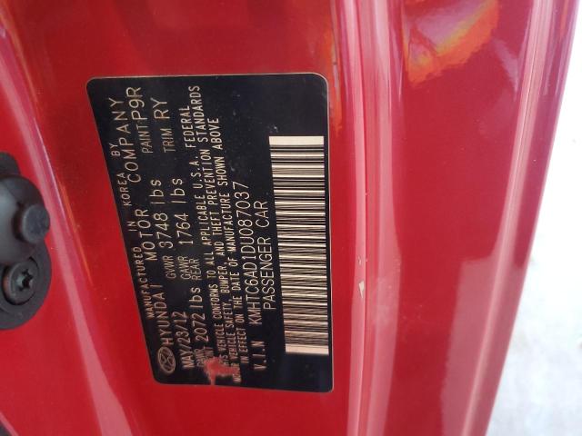 KMHTC6AD1DU087037 - 2013 HYUNDAI VELOSTER RED photo 12