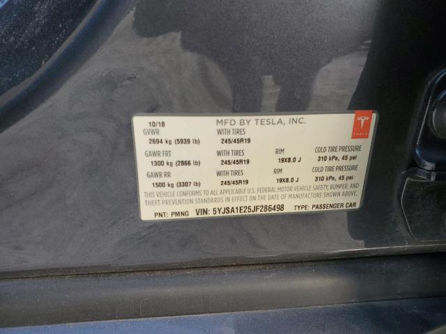 5YJSA1E25JF286498 - 2018 TESLA MODEL S Boz foto 12